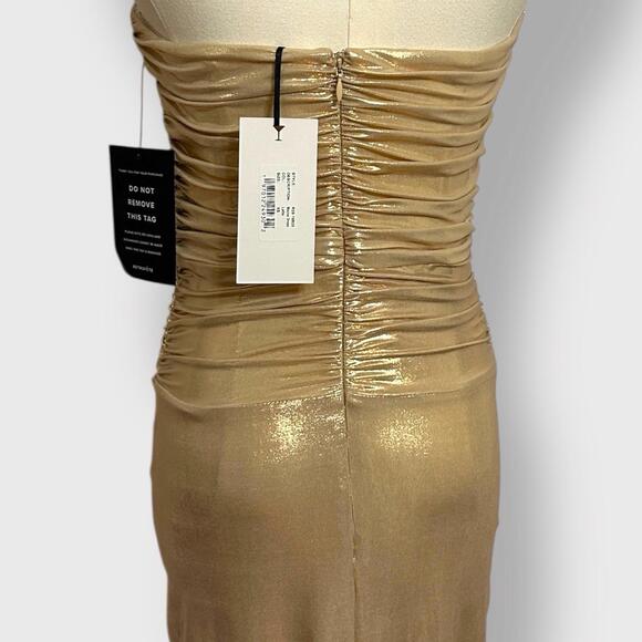 Stunning $798 Retrofete Maytal Dress Latte Gold Lame Knotted Designer Dress M - Picture 11 of 12